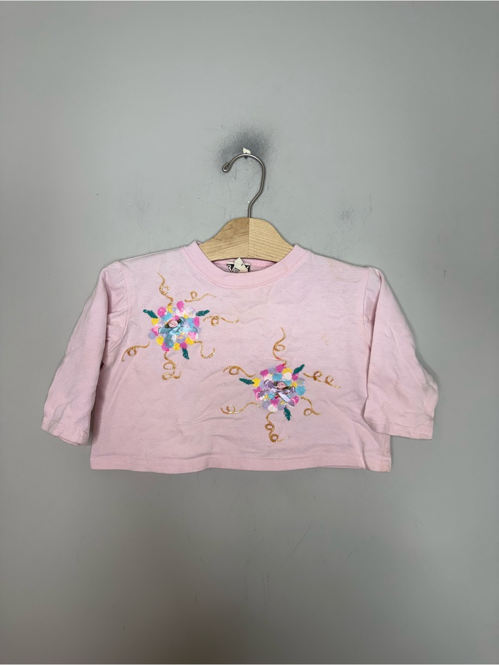 $14 ADD ON Vintage 3T 3Y 3 girls tee MADE IN USA top OshKosh floral HAND PAINTED